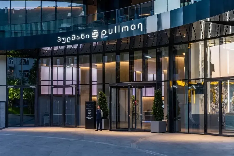 Entrance to the Pullman Tbilisi Axis Towers hotel